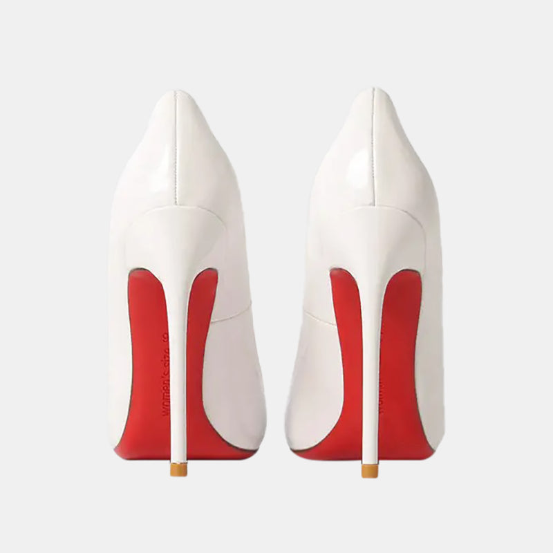 Escarpins blancs | Talon aiguille avec finition laquée brillante