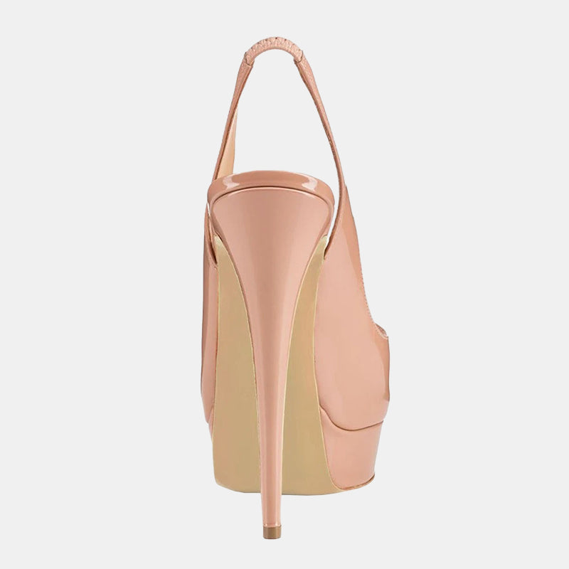 Escarpins nudes | Plateforme avec bout ouvert et doublure en cuir souple