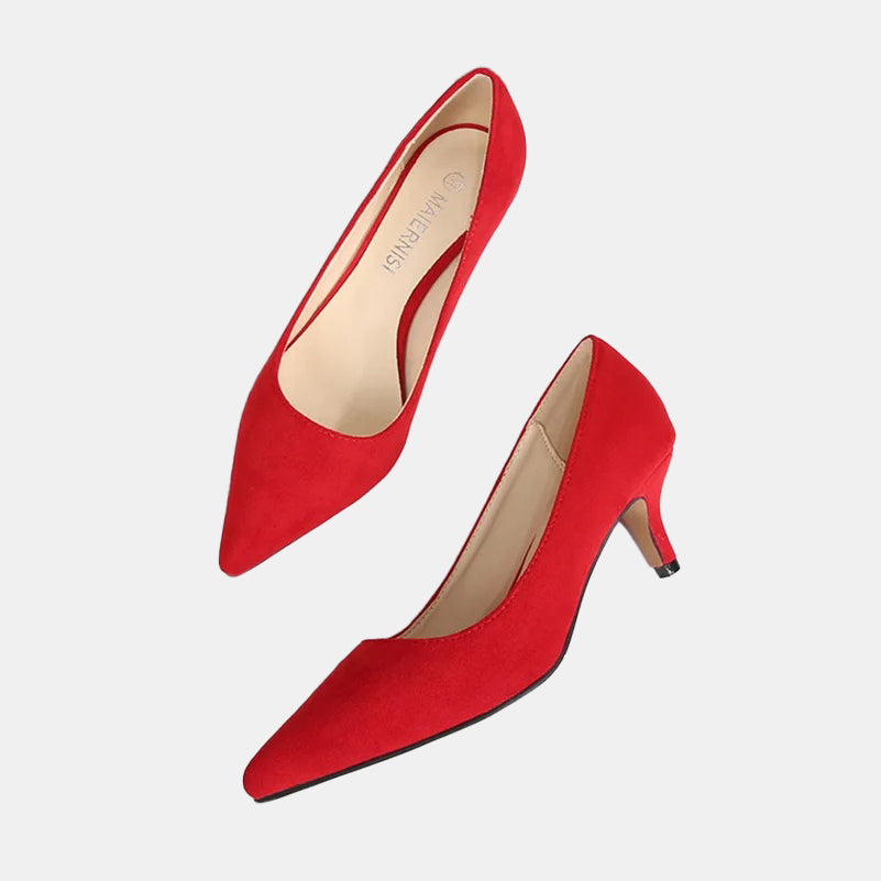 Escarpins rouges | Confortables à talons bas avec soutien renforcé et bout rond