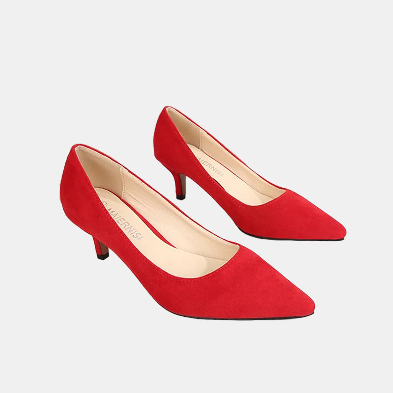 Escarpins rouges | Confortables à talons bas avec soutien renforcé et bout rond