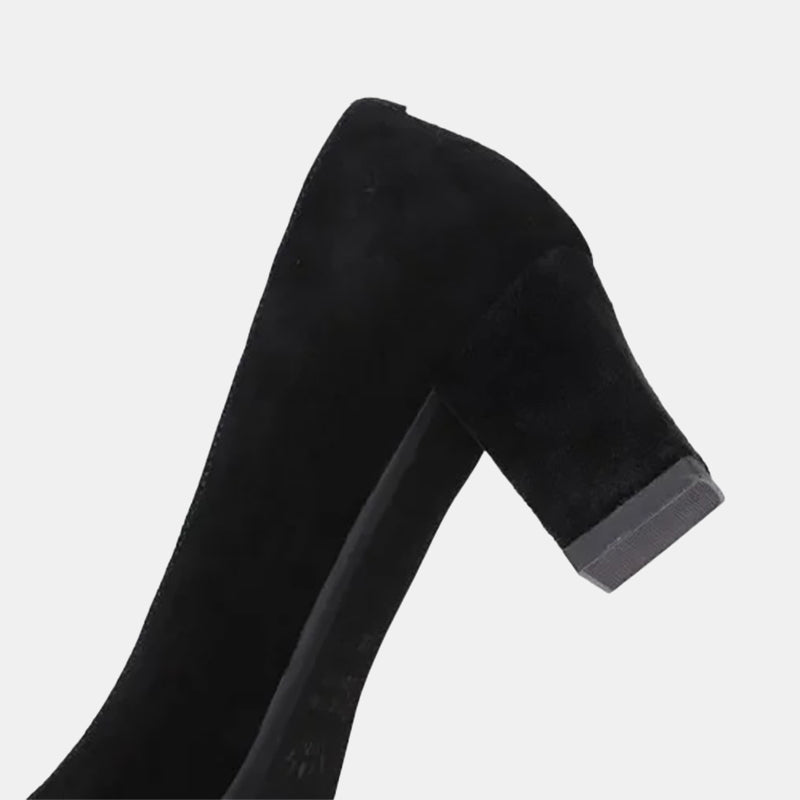 Escarpins talon carré | En velours avec semelle en cuir et talon carré stable et élégant