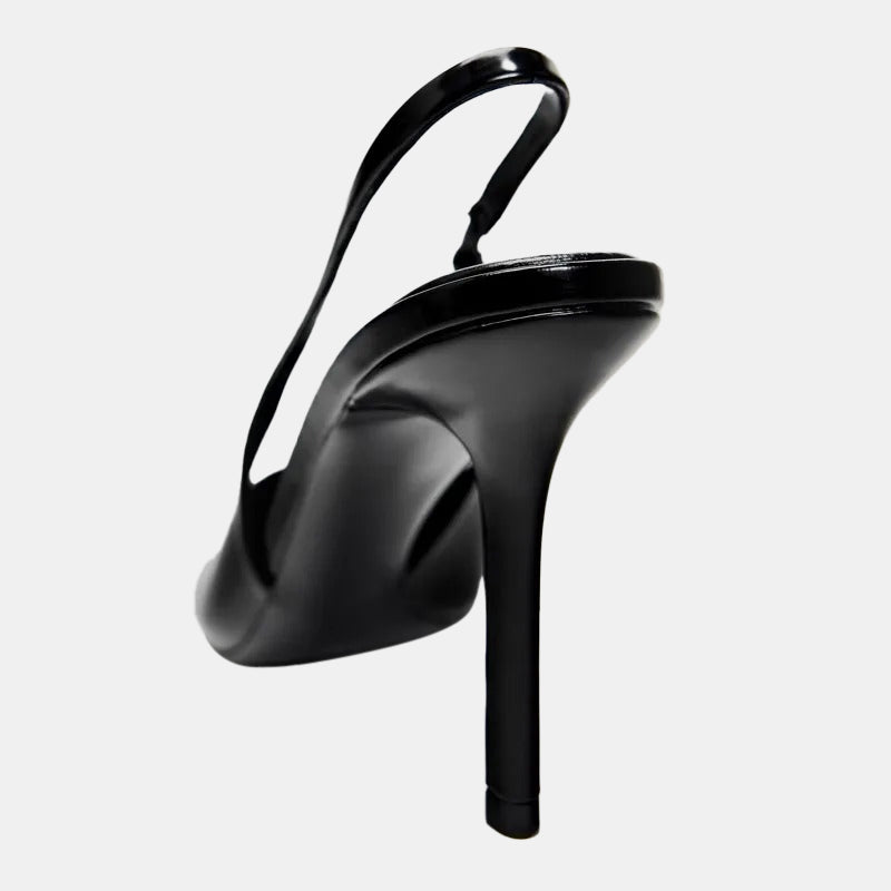Escarpins mariage | Slingback noirs à talons aiguilles