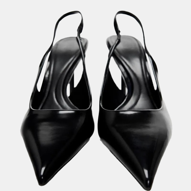 Escarpins mariage | Slingback noirs à talons aiguilles