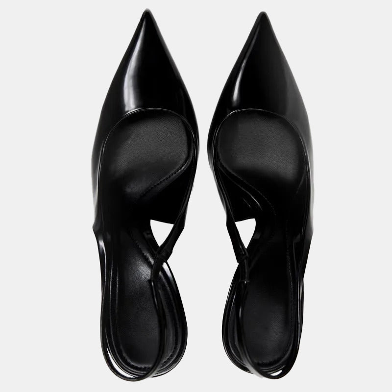 Escarpins mariage | Slingback noirs à talons aiguilles