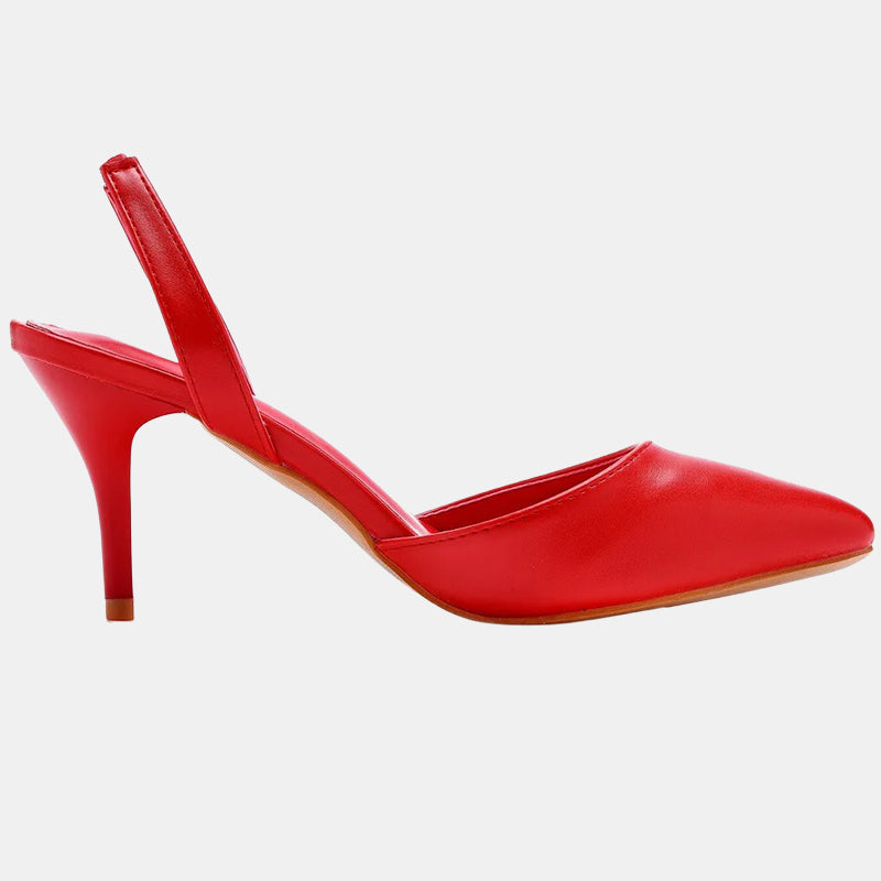 Escarpins rouges | Bride arrière ajustable avec talon moyen et semelle intérieure souple