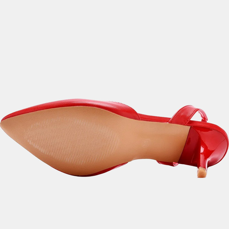 Escarpins rouges | Bride arrière ajustable avec talon moyen et semelle intérieure souple