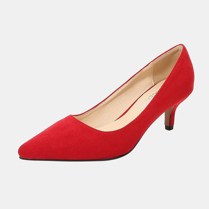 Escarpins rouges bas en daim