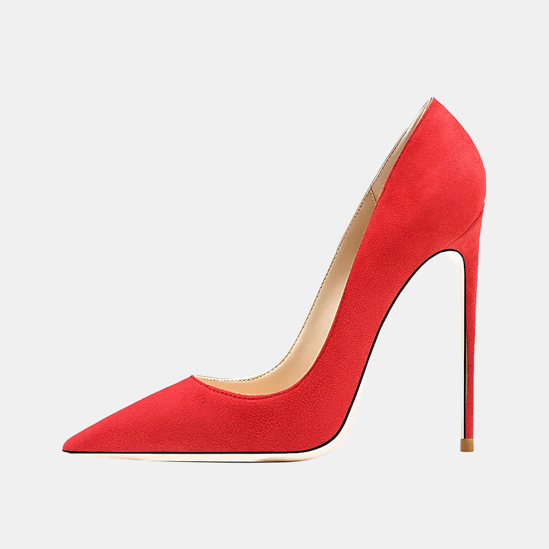 Escarpins rouges | Talon aiguille recouvert de daim doux avec semelle intérieure confortable