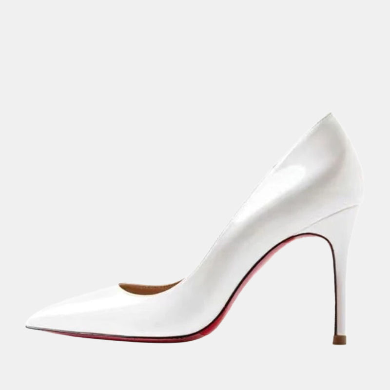 Escarpins blancs | Talon aiguille avec finition laquée brillante