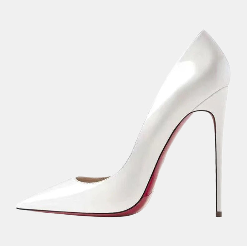 Escarpins blancs | Talon aiguille avec finition laquée brillante