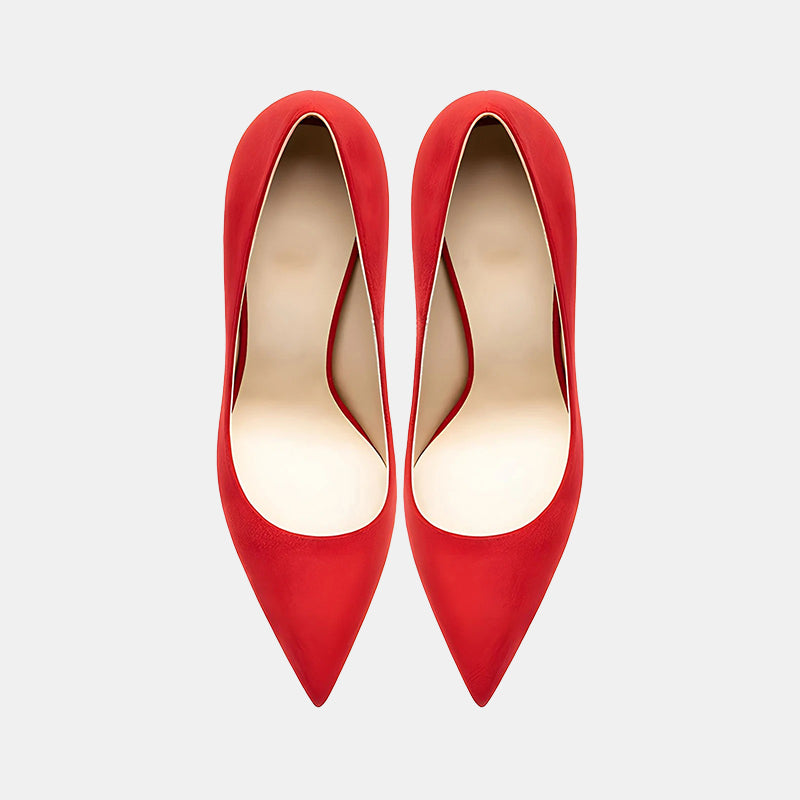 Escarpins rouges | Talon aiguille recouvert de daim doux avec semelle intérieure confortable
