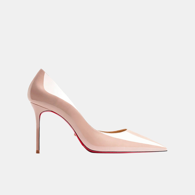 Escarpins nudes | Talon haut avec semelle rouge et finition lisse