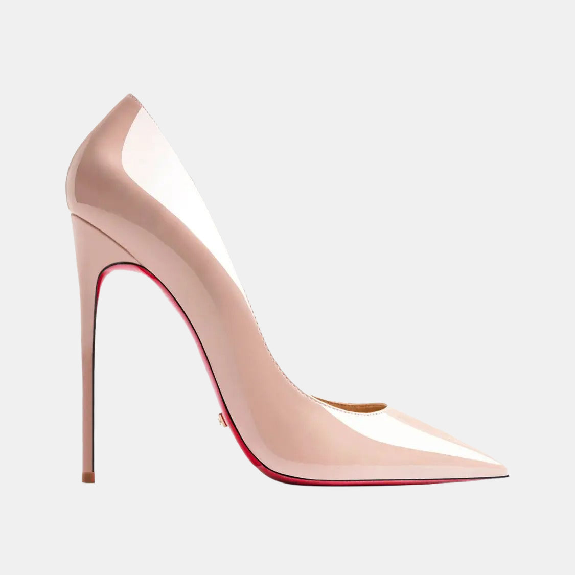 Escarpins nudes | Talon haut avec semelle rouge et finition lisse