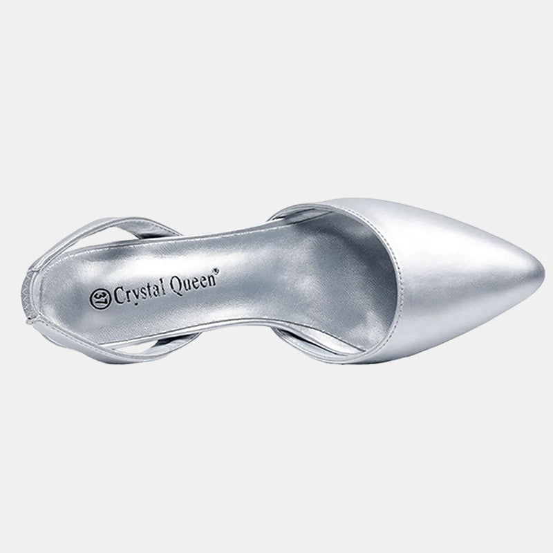 Escarpins argentés | Bride ouverte avec finition scintillante