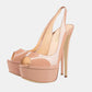 Escarpins nudes | Plateforme avec bout ouvert et doublure en cuir souple