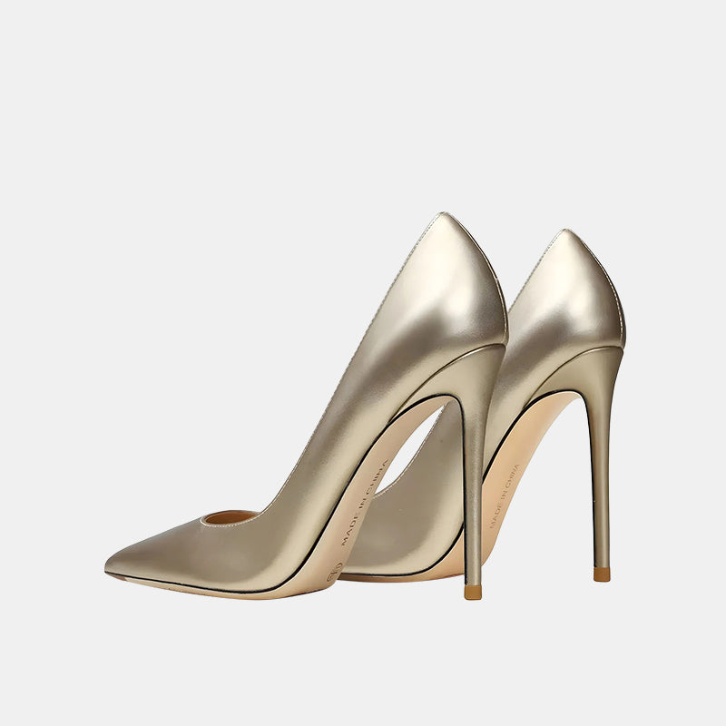 Escarpins dorés | Talon aiguille élégant avec finition brillante et doublure en cuir doux