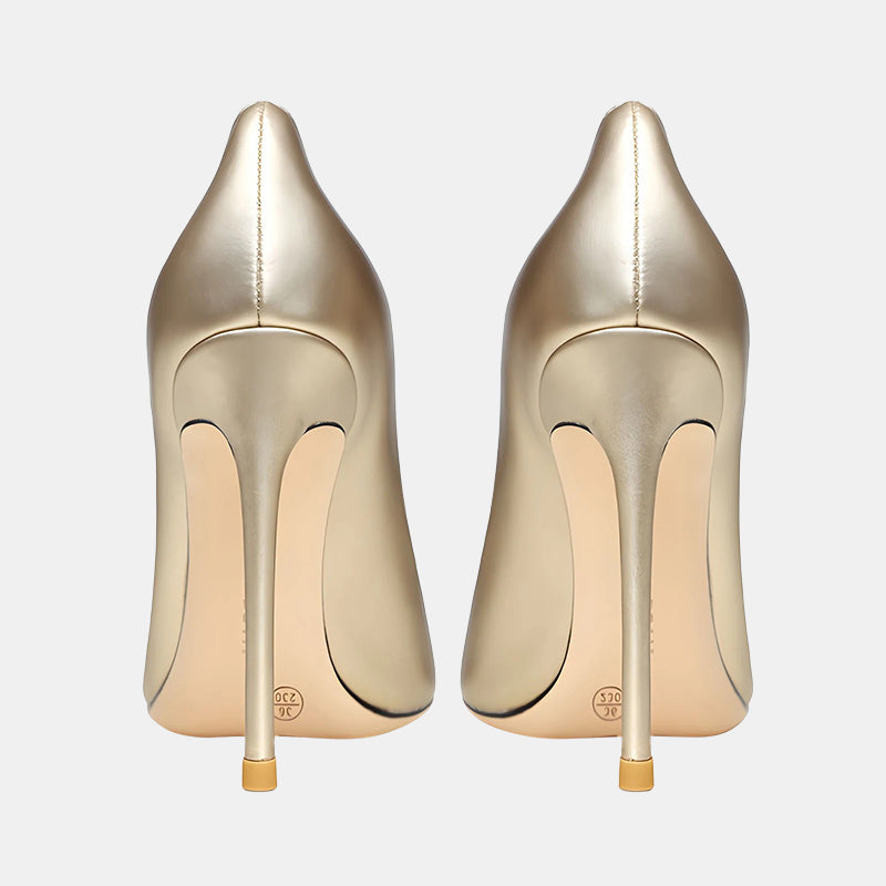 Escarpins dorés | Talon aiguille élégant avec finition brillante et doublure en cuir doux