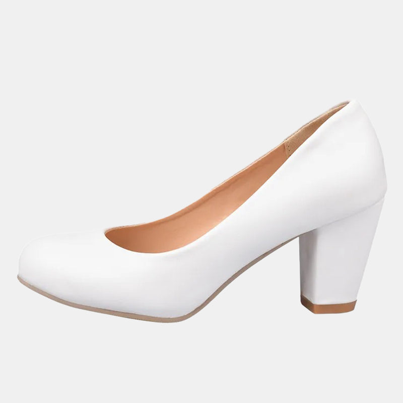 Escarpins confortables blancs à talons carrés