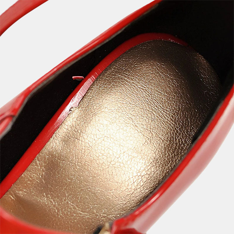 Escarpins confortables | Rouges à talons carrés et brides multiples pour un maintien optimal
