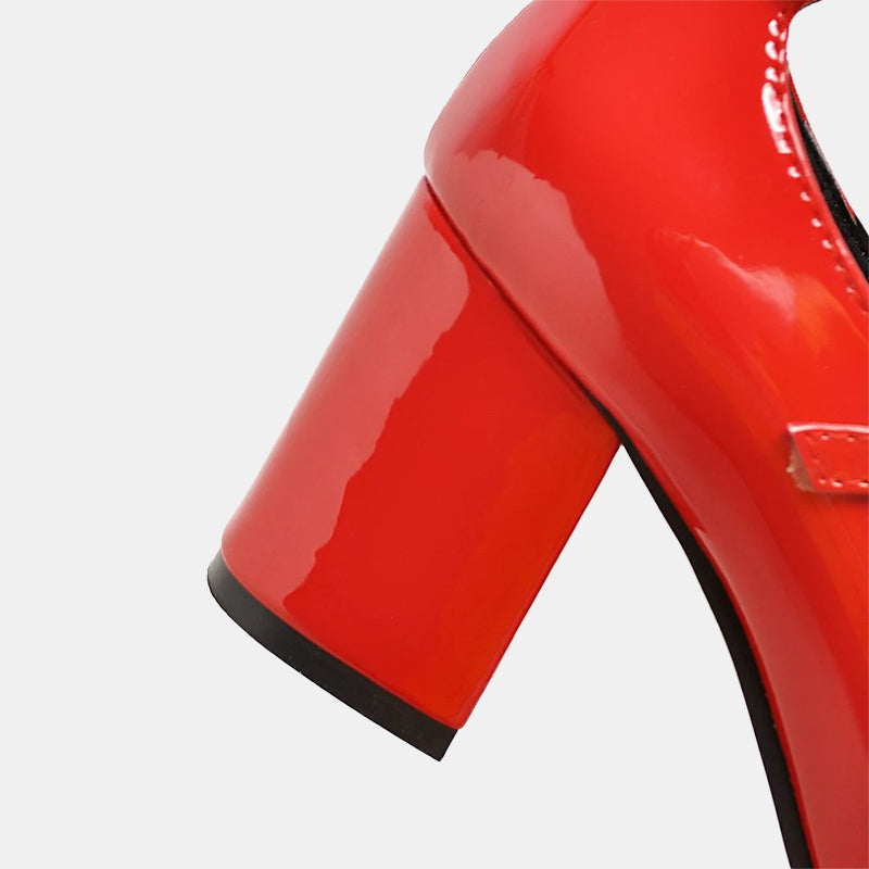 Escarpins confortables | Rouges à talons carrés et brides multiples pour un maintien optimal