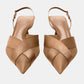 Escarpins talon carré | Satin beige avec design ouvert et talon carré élégant