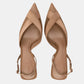 Escarpins talon carré | Satin beige avec design ouvert et talon carré élégant