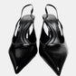 Escarpins mariage | Slingback noirs à talons aiguilles