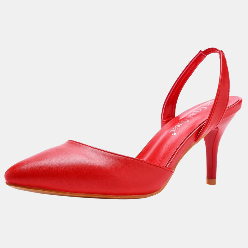 Escarpins rouges | Bride arrière ajustable avec talon moyen et semelle intérieure souple