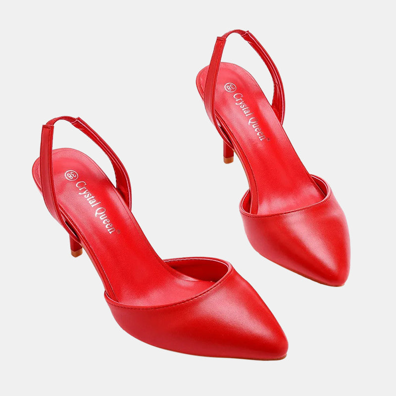 Escarpins rouges | Bride arrière ajustable avec talon moyen et semelle intérieure souple