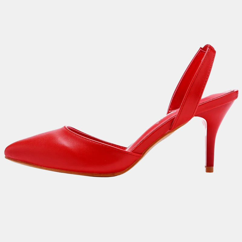 Escarpins rouges | Bride arrière ajustable avec talon moyen et semelle intérieure souple