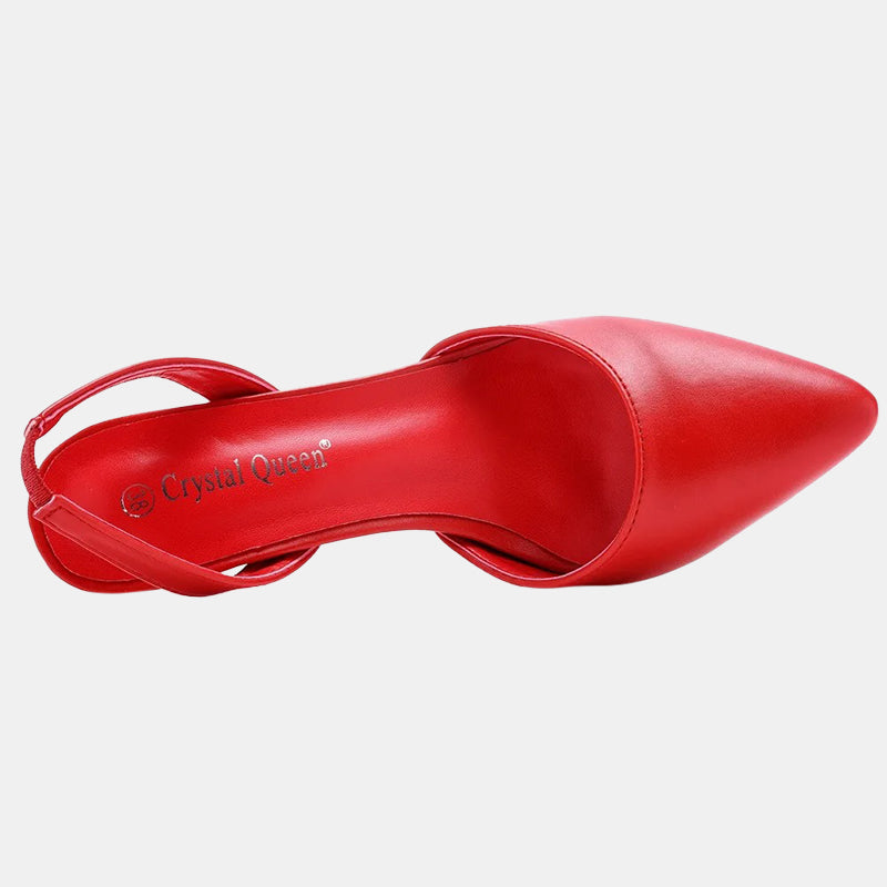 Escarpins rouges | Bride arrière ajustable avec talon moyen et semelle intérieure souple