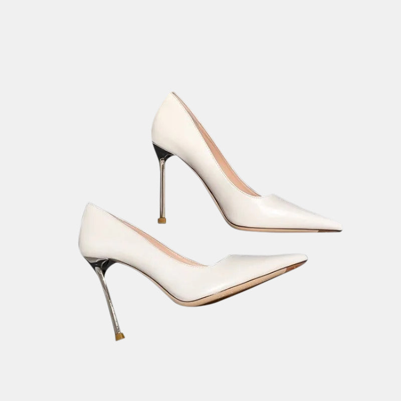 Escarpins blancs | Finition effet miroir sur talon pour un look moderne