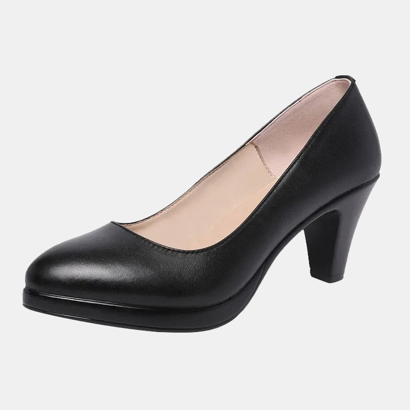 Escarpins confortables noirs à talons épais