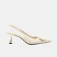Escarpins talon carré | Bride ouverte blanche avec talon carré et semelle intérieure souple