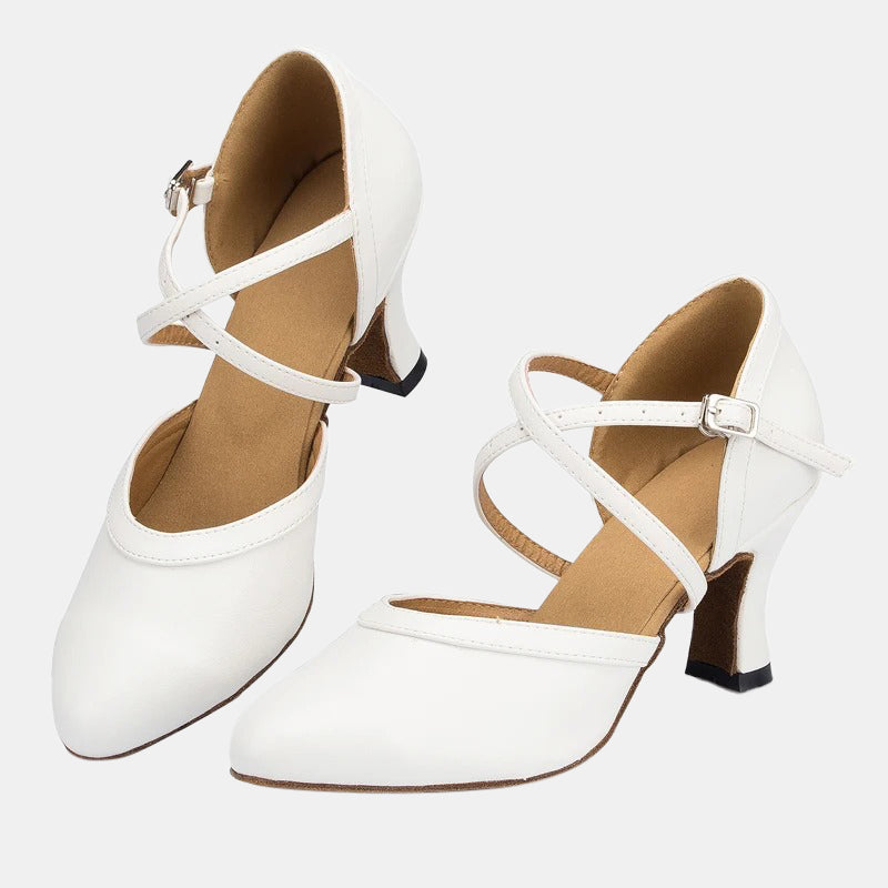 Escarpins blancs | Conçus pour la danse avec talon bas confortable