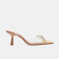 Escarpins beiges | Transparence subtile avec nœud en perles sur talons bas