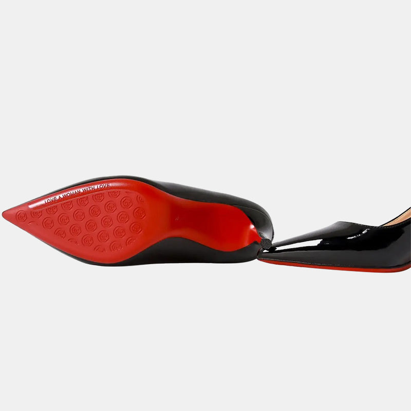 Escarpins noirs | Et rouges à talon haut avec semelle en cuir et design bicolore