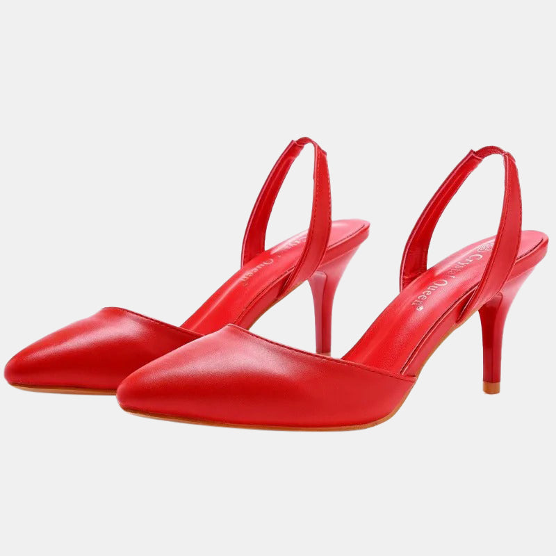 Escarpins rouges à bride arrière et talon moyen