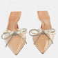 Escarpins beiges | Transparence subtile avec nœud en perles sur talons bas