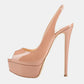 Escarpins nudes | Plateforme avec bout ouvert et doublure en cuir souple
