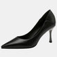 Escarpins noirs en cuir à talon fin